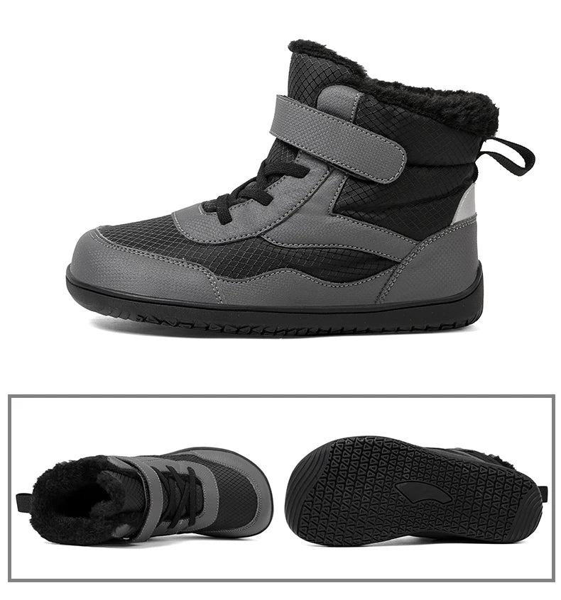 Kinderen brede neus blotevoeten sneeuwlaarzen comfortabele warme stijlvolle winter minimalistische sneakers voor jongens en meisjes, perfect voor peuters tot grote kinderen