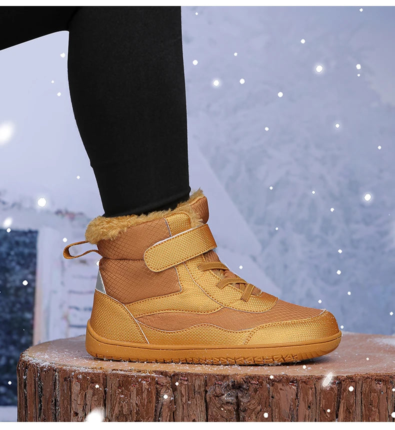Kinderen brede neus blotevoeten sneeuwlaarzen comfortabele warme stijlvolle winter minimalistische sneakers voor jongens en meisjes, perfect voor peuters tot grote kinderen