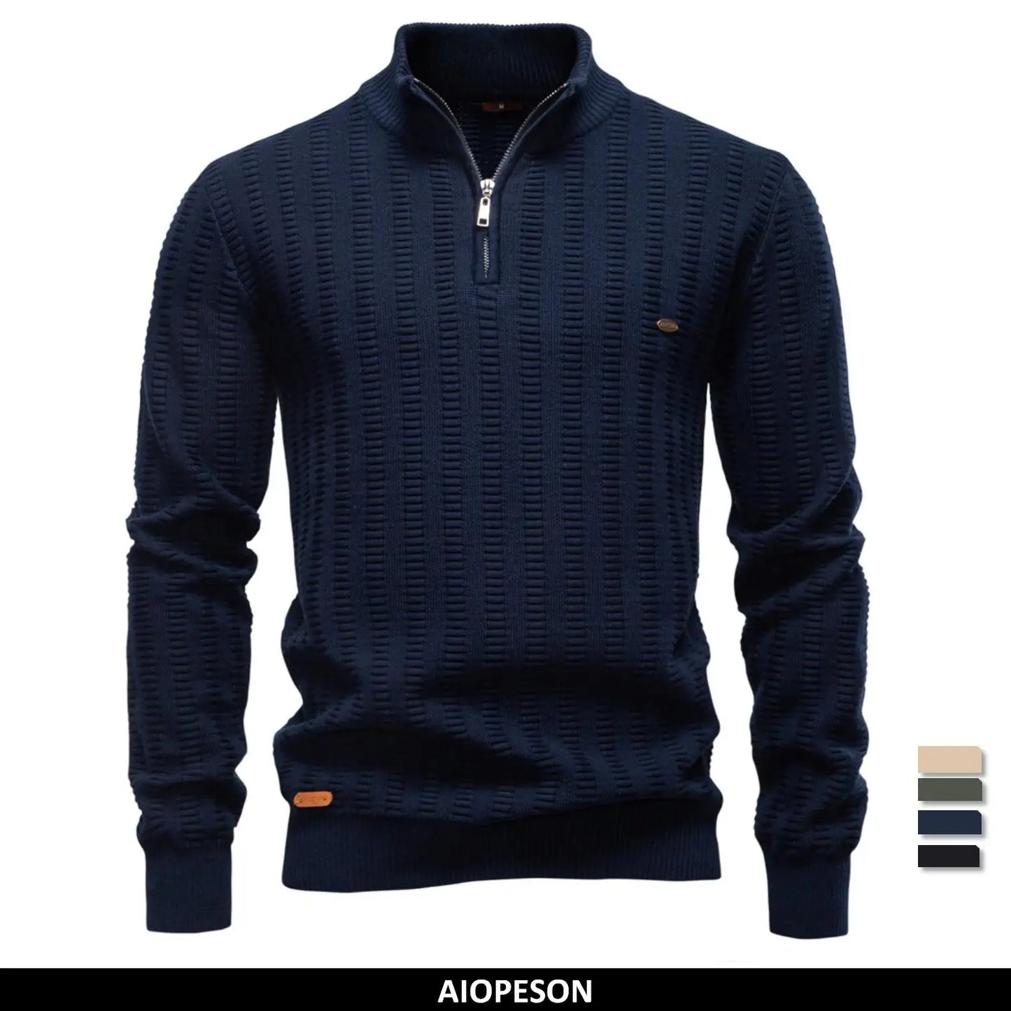 Men's Luxury Striped Pullover Style Cotton Knitwear Thickened Warm Crew Neck Winter Social Male Sweater