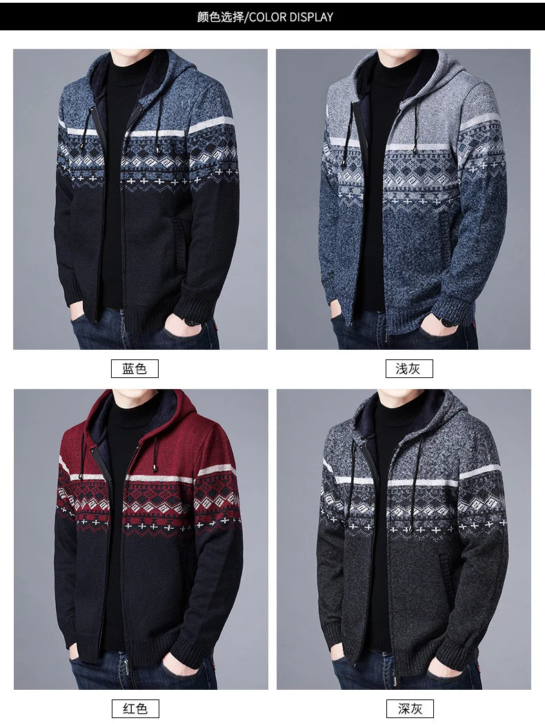 Men's High Quality Hooded Casual Cardigan, Patchwork Jacket, Male Outerwear, and Windbreaker Coats
