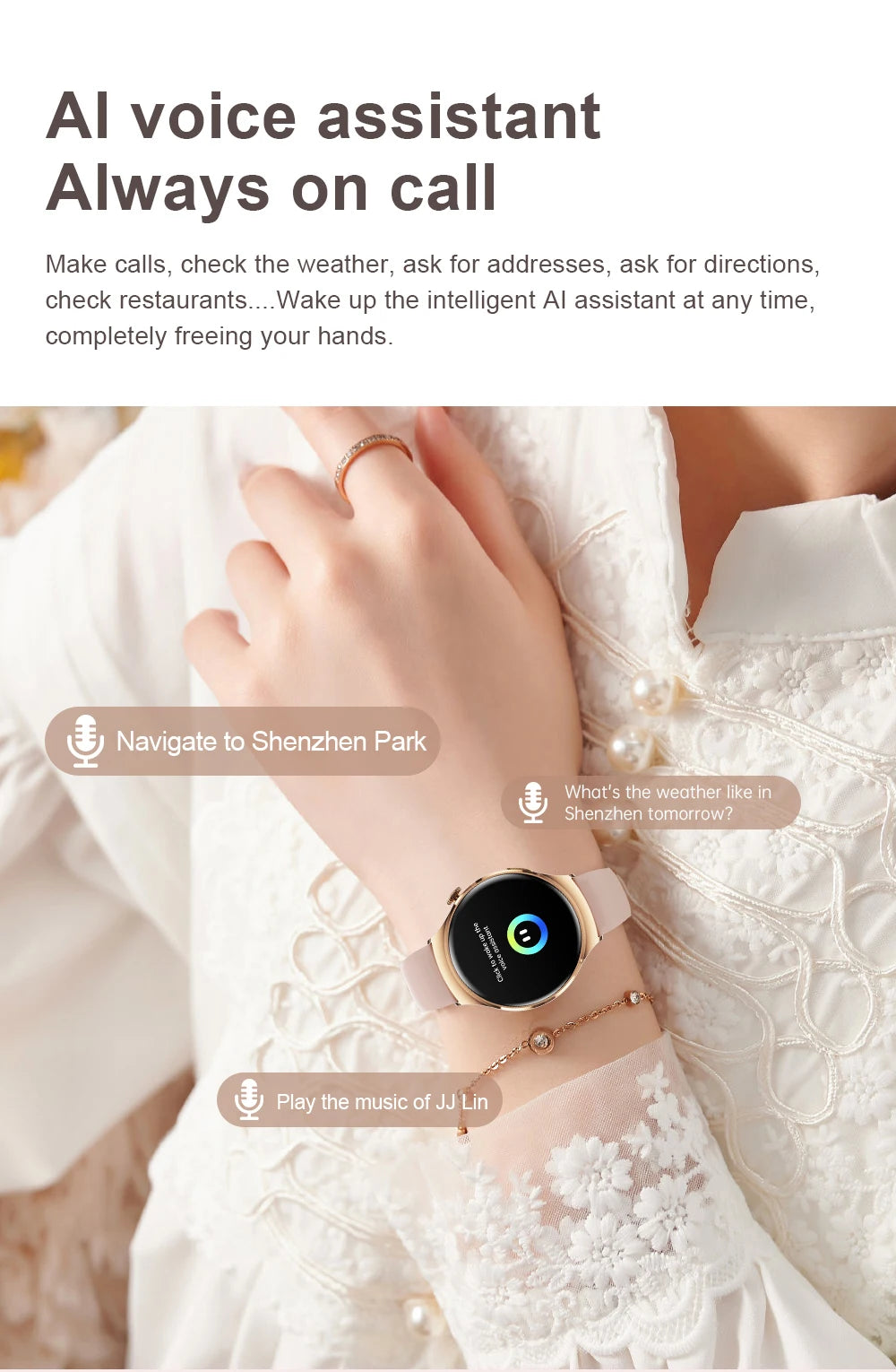 2025 Women's Fashion Smart Watch AMOLED HD Screen GPS Sport Heart Rate Bluetooth Call Waterproof Outdoor Smartwatch For Ladies