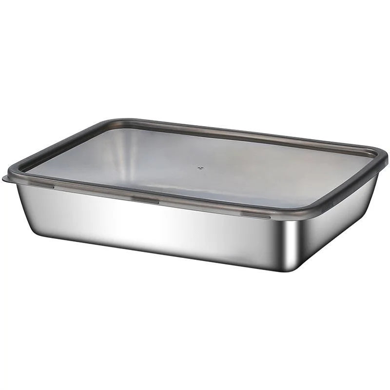 201 Stainless Steel Airtight Dumpling Storage Container with Lid - FoodGrade FreezerSafe Box for Meal Prep & Fridge Organization