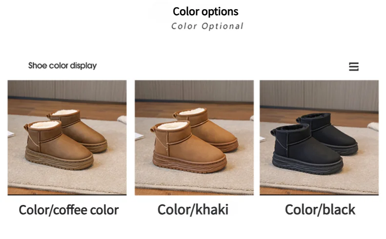 Kids Snow Boots AntiSlip Fur Thick Sole for Girls Casual Sport Sneakers Women's Fashion Brown Ankle Boots Waterproof Warm