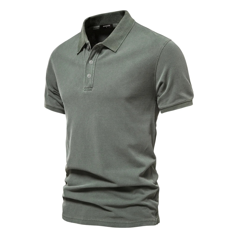 Men's 100% Cotton Solid Colour Polo Shirts Casual Short Sleeve Turndown Fashion Streetwear Shirts For Men