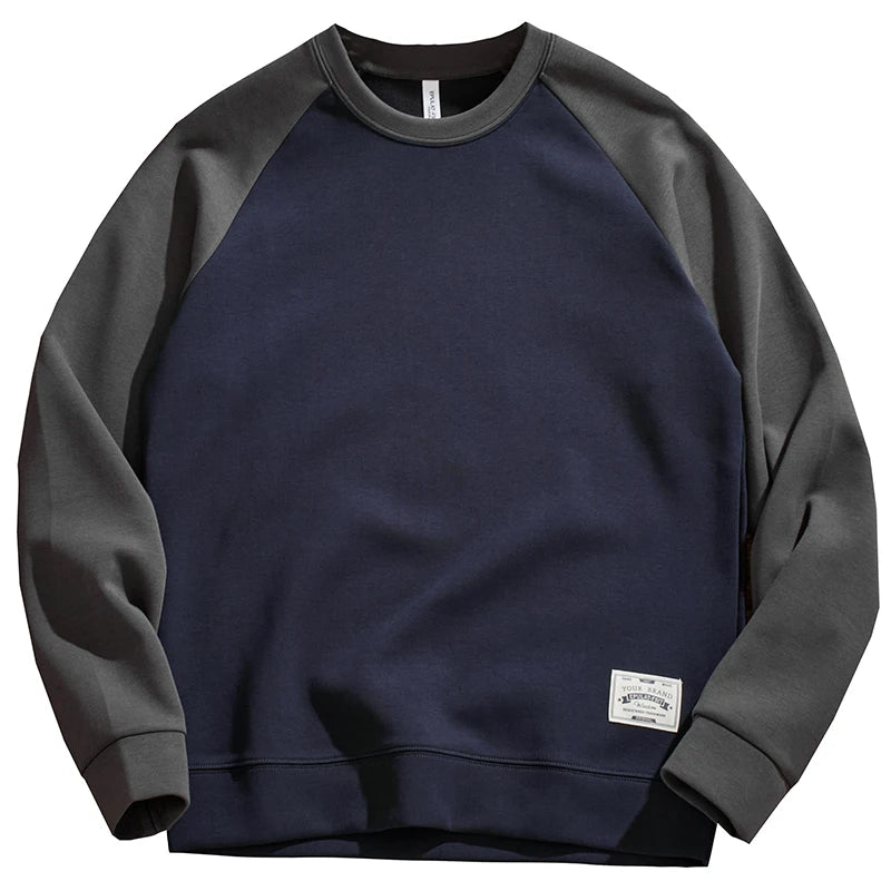 Herfst Nieuwe Amerikaanse Retro Tweekleurige Stiksels Hoodies Heren Gewassen O-hals Trui Gebreide Raglanmouwen Casual Sweatshirts