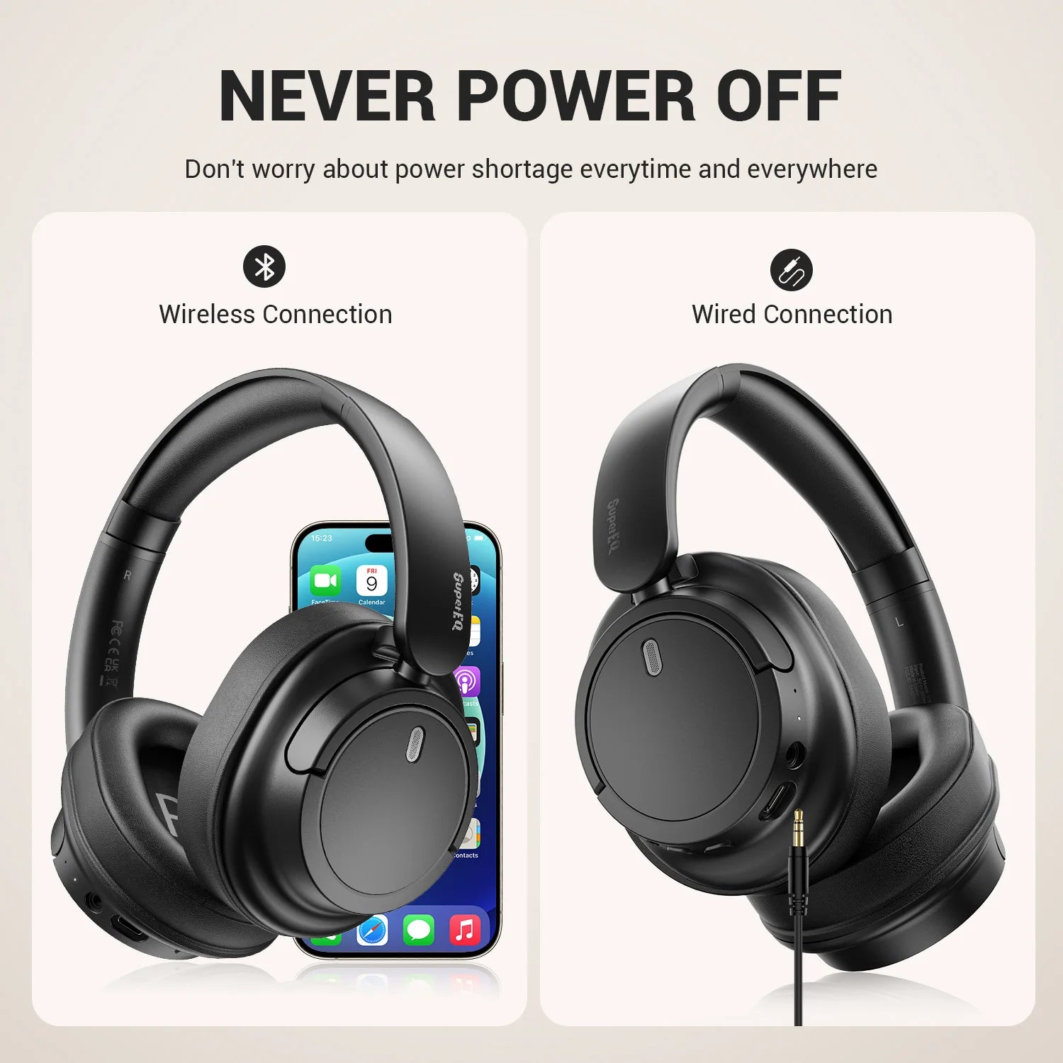 Oneodio SuperEQ V16 Wireless Bluetooth 5.3 Headphones 40mm Driver Headsets 90Hrs Playtime Over-Ear Bluetooth Headset