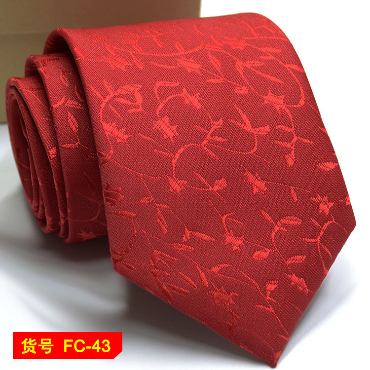 Men's Solid Color Stripe Floral Jacquard Necktie 7-8cm Width Fashionable Daily Wear Cravat for Wedding Party Gift