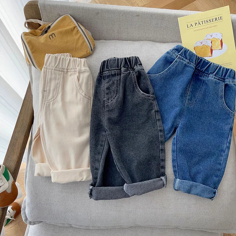 Baby Pants Solid Kids Jeans Casual Boys Denim Pants Soft Girls Fashion Trousers For Children 9M-5T Unisex