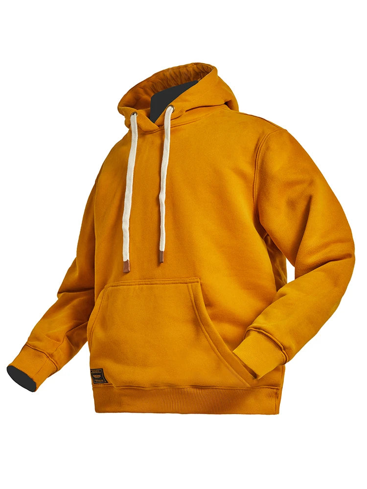 Autumn Winter American Retro Hooded Kangaroo Pocket Sweatershirts Men's Fashion Loose Casual Heavyweight Velvet Pullover Hoodies