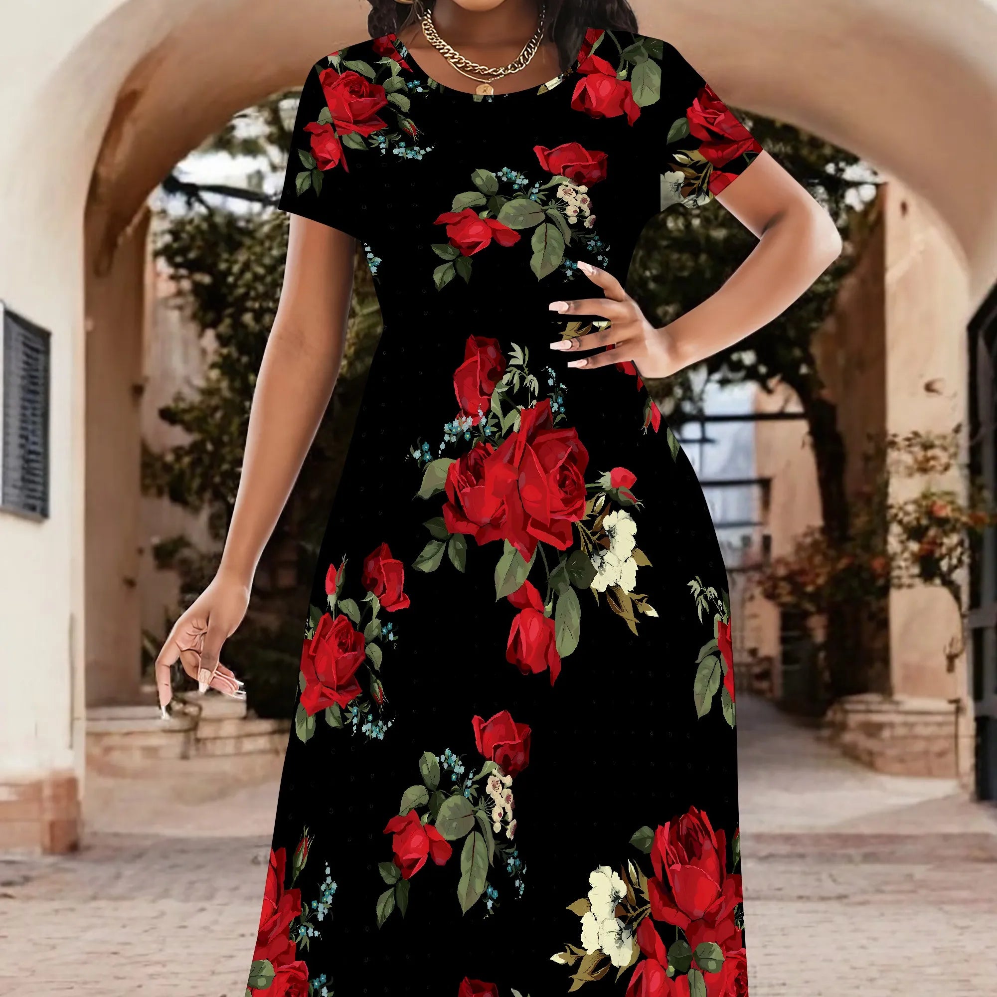 Summer Off Shoulder Floral Print Maxi Dress Elegant Short Sleeve Vacation Outfit