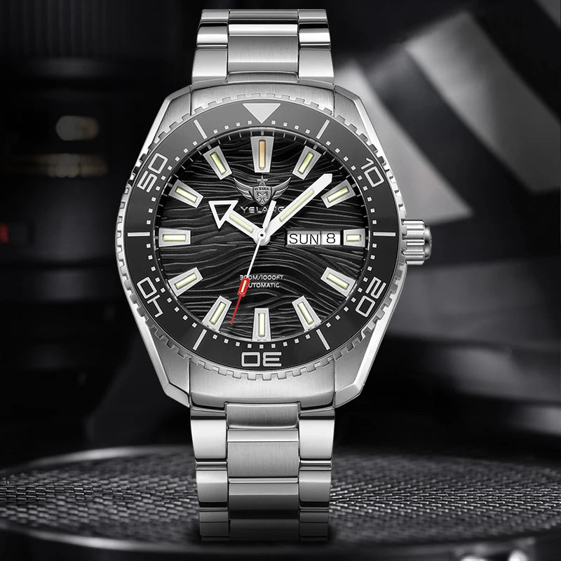 Yelang V5.2 Mechanical Watch 44M Rotatable Ceramic Bezel Sapphire Lens SW220 300m Super Waterproof Men's Diving Watch Reloj