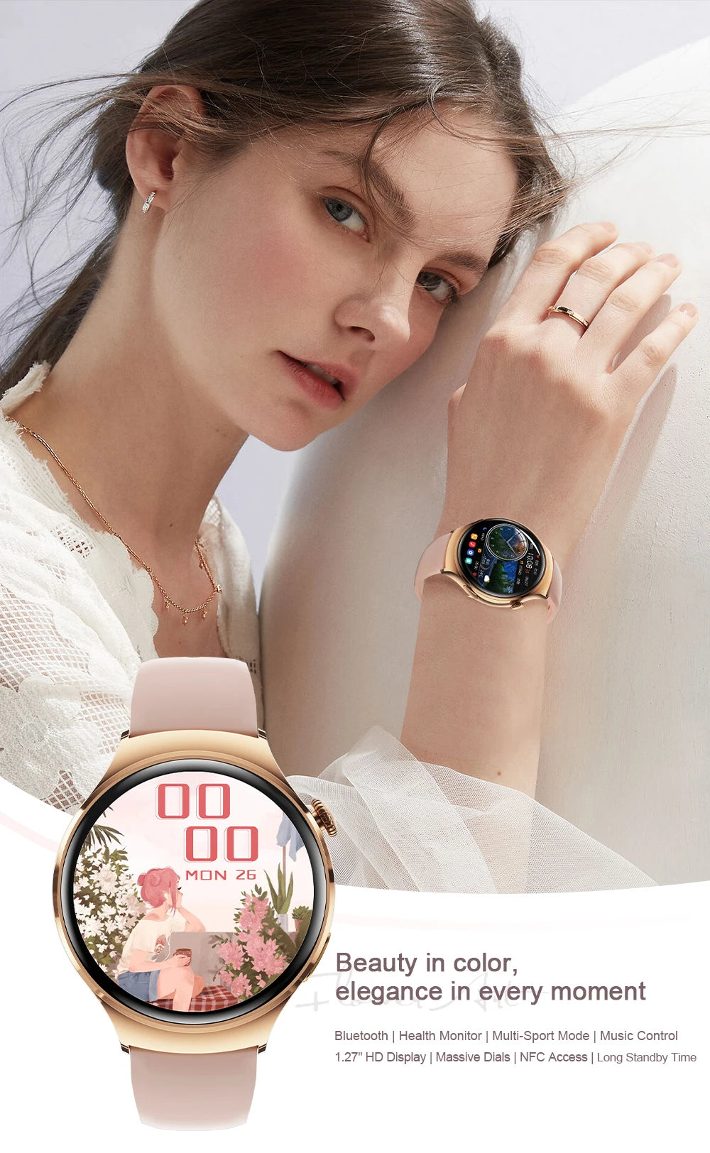 2025 New Lady's Fashion Smart Watch AMOLED HD Screen GPS Sport Heart Rate Bluetooth Call Waterproof Outdoor Smartwatch For Women