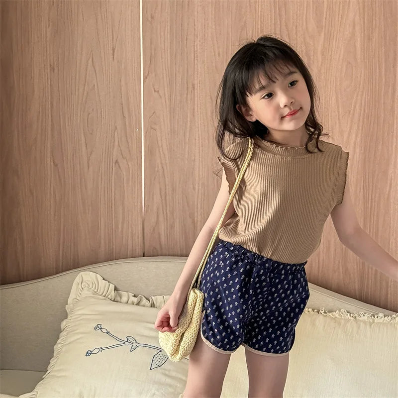 2025 Summer New Baby Girls Cute Floral Shorts Children Loose Cotton Shorts Versatile Kids Print Casual Shorts Toddler Clothes 4-6Y Unisex