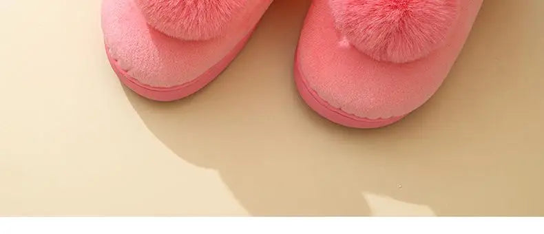 Women's Winter Warm House Fuzzy Slippers Couple Indoor Anti-Skid Plush Lined Bedroom Slides Fluffy Cotton Shoes For Ladies