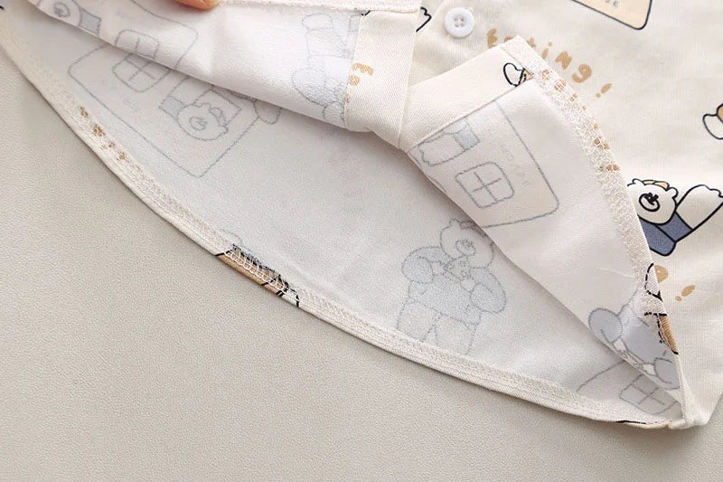 Herfst kinderkledingset kinderen schattige cartoon beer shirt + effen overall jongens 2 stuks dunne stijl outfit 1-3 jaar unisex