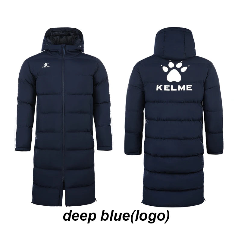 Men's Winter Jacket Long Sports Training Hooded Coat Outwear Warm Silk Cotton Windproof Cotton Clothing