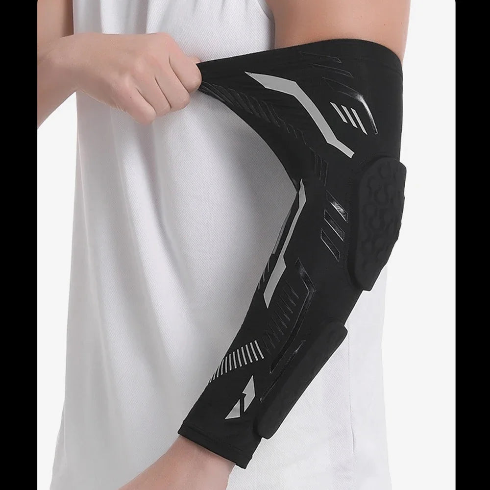 Sports Anti-Collision Padded Arm Sleeves For Protection of Elbow and Forearm During Sports - Honeycomb Pads For Men & Women
