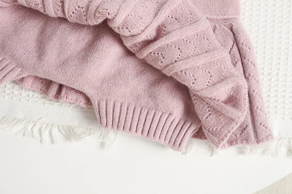 Autumn Children Sweater Set Hollow Knitting Girls Knitwear + Skirt Korean Version Loose Kids Outfit 2PCS 9M-5T Girls