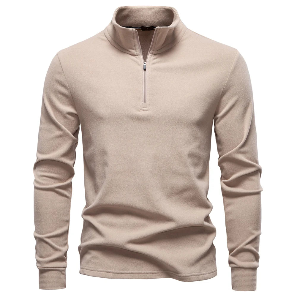Men's Solid Colour Zipper Soft Shell Long Sleeve Sweatshirt Breathable Warm Pullover Casual Streetwear Jacket‌ For Men