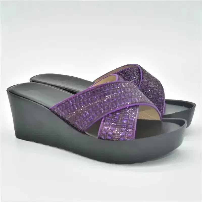 Patent Leather Rhinestone Wedding Shoes Bride Shoes for Women 2025 Designer Luxury Wedges Shoes for Women Platform Pumps