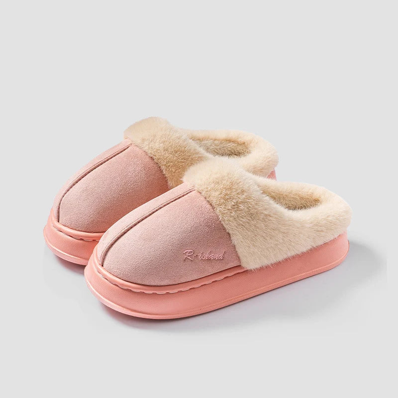 Women's Winter Warm Platform Cotton Plush Slippers Suitable As Fluffy House Footwear With Soft Sole Non-Slip Ladies' Shoe
