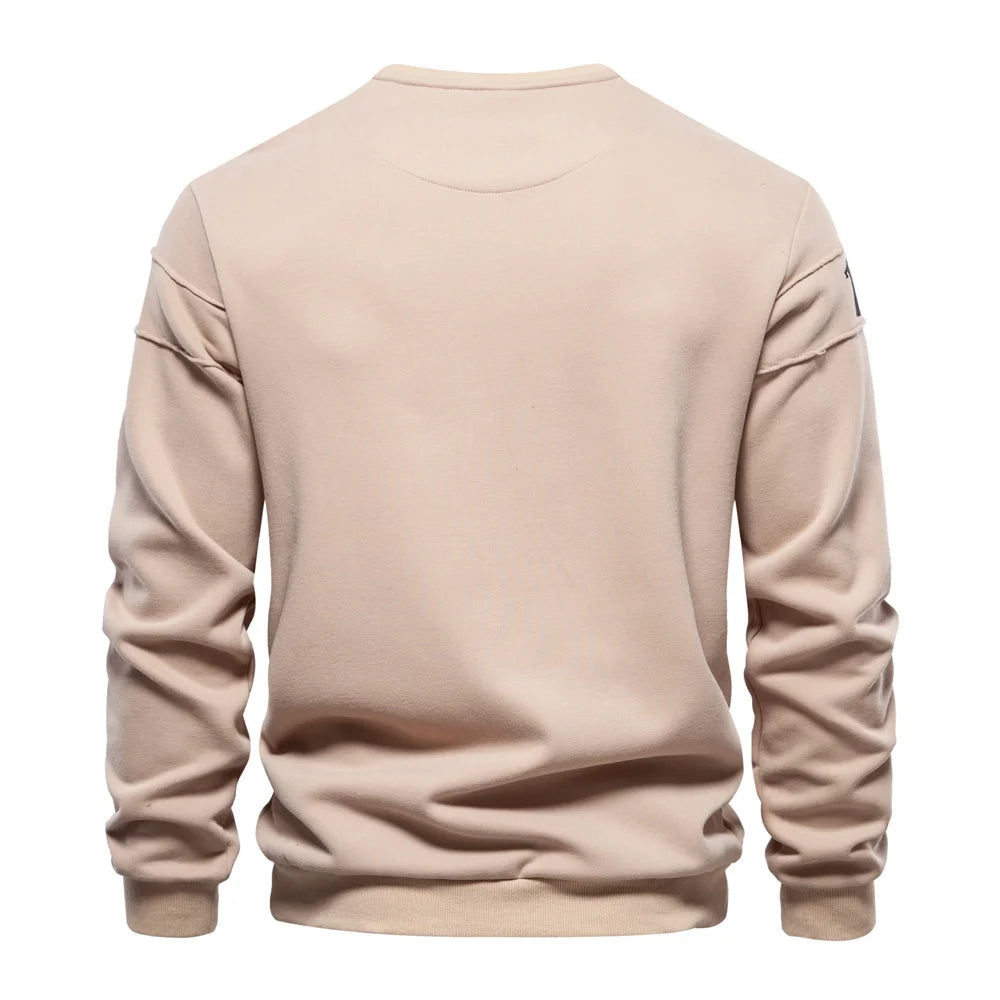 High Quality Smooth Patchwork Printed Sweatshirts for Men Fashion Youth O-neck Sportswear Tops Men's Sweatshirt