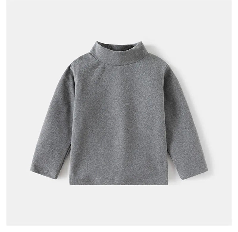 New Autumn Kids Bottoming Shirt 2-6T Children Solid Colour High Collar Undershirts Girls Boys Tops Unisex