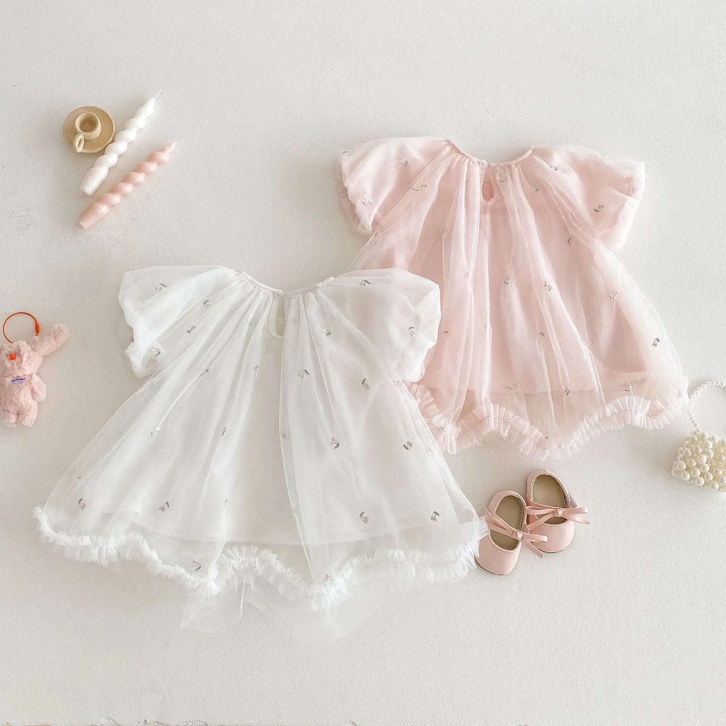 2025 Summer Girls' Clothing Baby Children's Exquisitely Embroidered Tulle Princess Dresses Kids Birthday Dress 0-5Y Girls