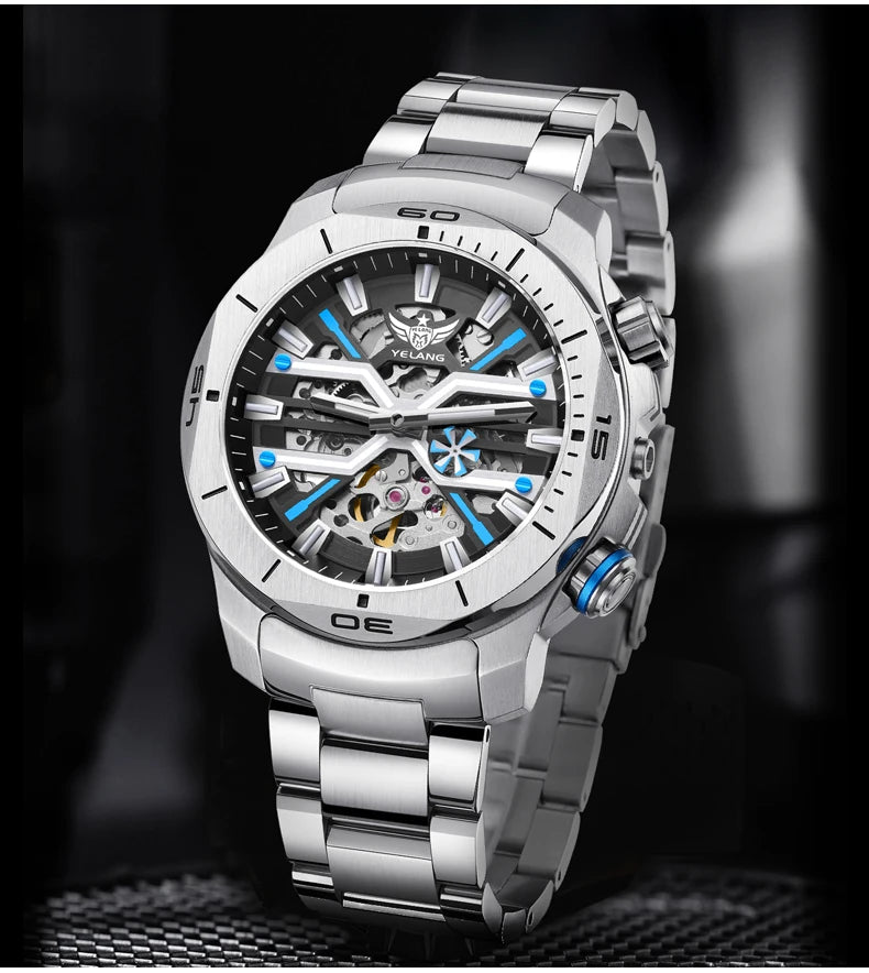 Yelang Men Dress Watch 44mm Vintage Dial Retro Business Luxury Sapphire Japan 8N40 Automatic Mechanical Waterproof 30Bar Reloj