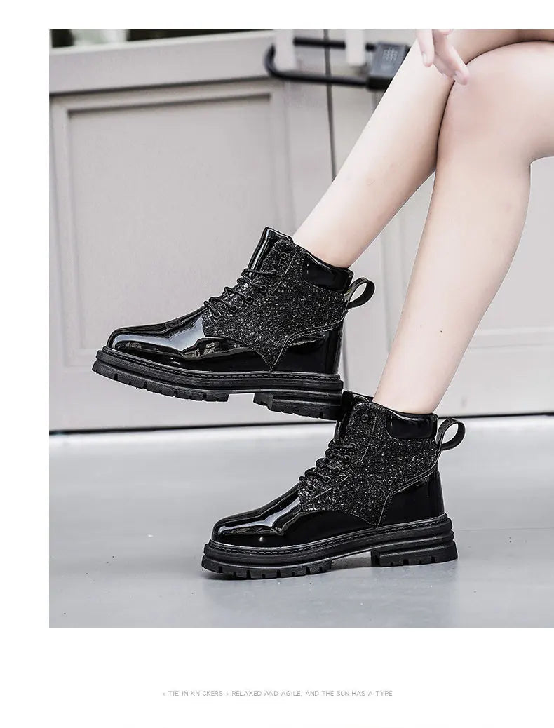 Fashion Women Casual Boots Black Outdoor Lady Luxury Brand Motorcycle Boot High Top Autumn Female Popular Leisure Walking Boots
