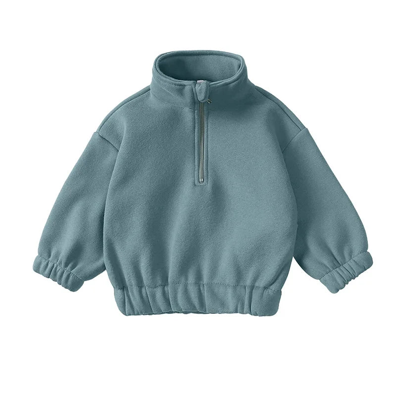 Baby Children's Fleece Lining Hoodies Set Spring Autumn Boys Sports Clothes 2PCS Girls Turtleneck Pullover Casual Suit 1-6Y Unisex