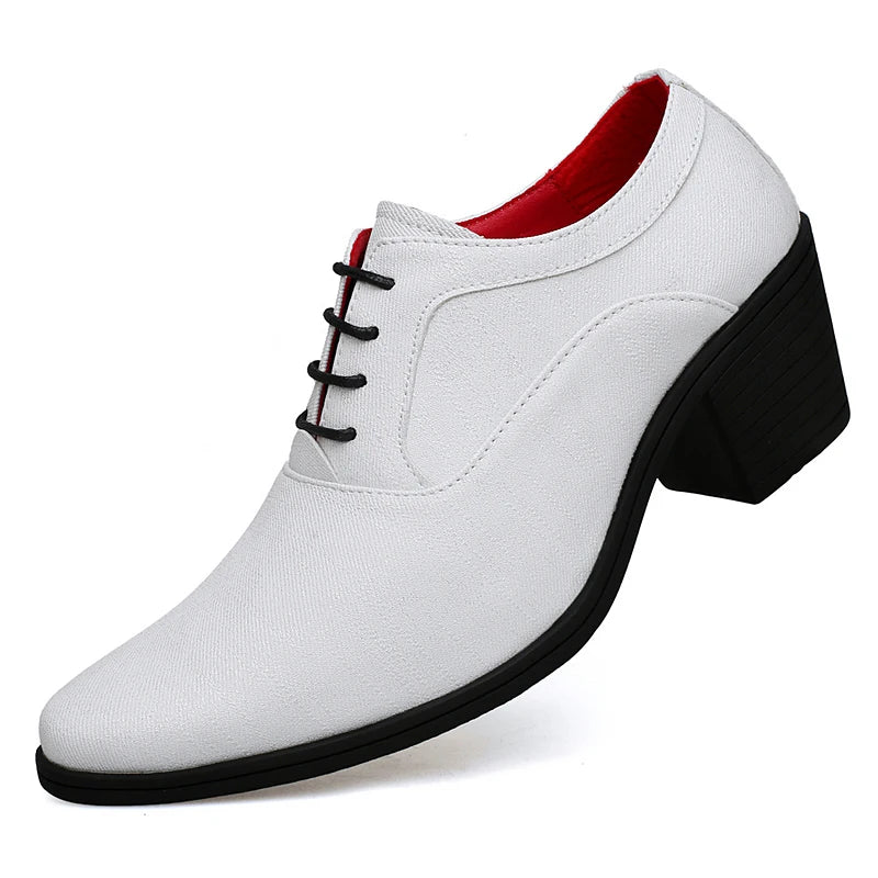 European Style Men Retro Height Heel Formal Dress Oxfords Shoes Purple Gold Male Wedding Party Evening Dressing Shoes