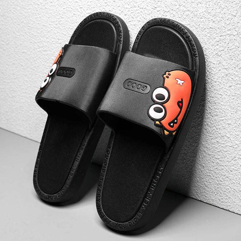 New Style Men Cartoon Pattern Walking Casual Slippers Home House Indoor Casual Sandals Youth Water Slides