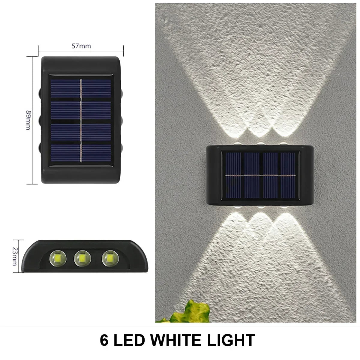 Buitenzonne-LED-wandlampen, waterdichte LED-zonnelamp, op- en neergaande lichtgevende verlichting voor tuin, balkon, tuin, straatdecoratielampen
