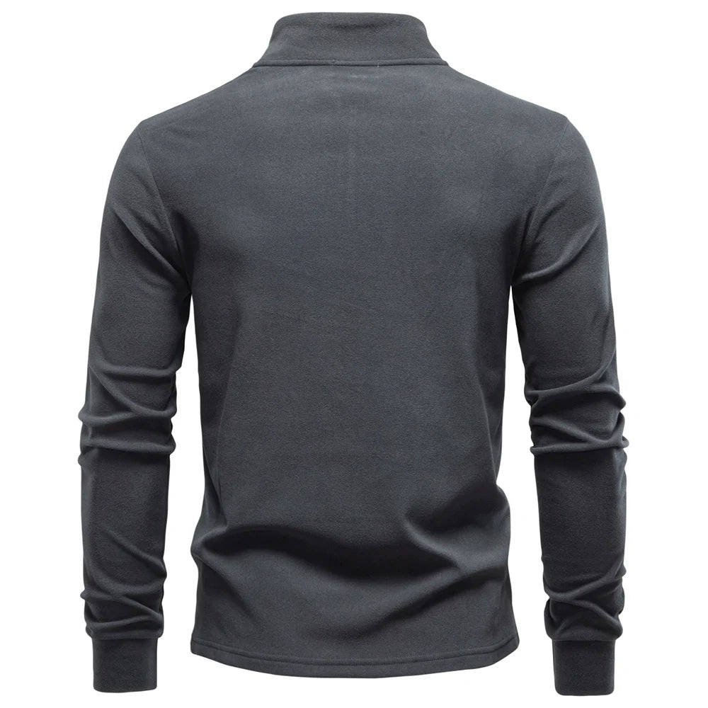 Men's Solid Colour Zipper Soft Shell Long Sleeve Sweatshirt Breathable Warm Pullover Casual Streetwear Jacket‌ For Men
