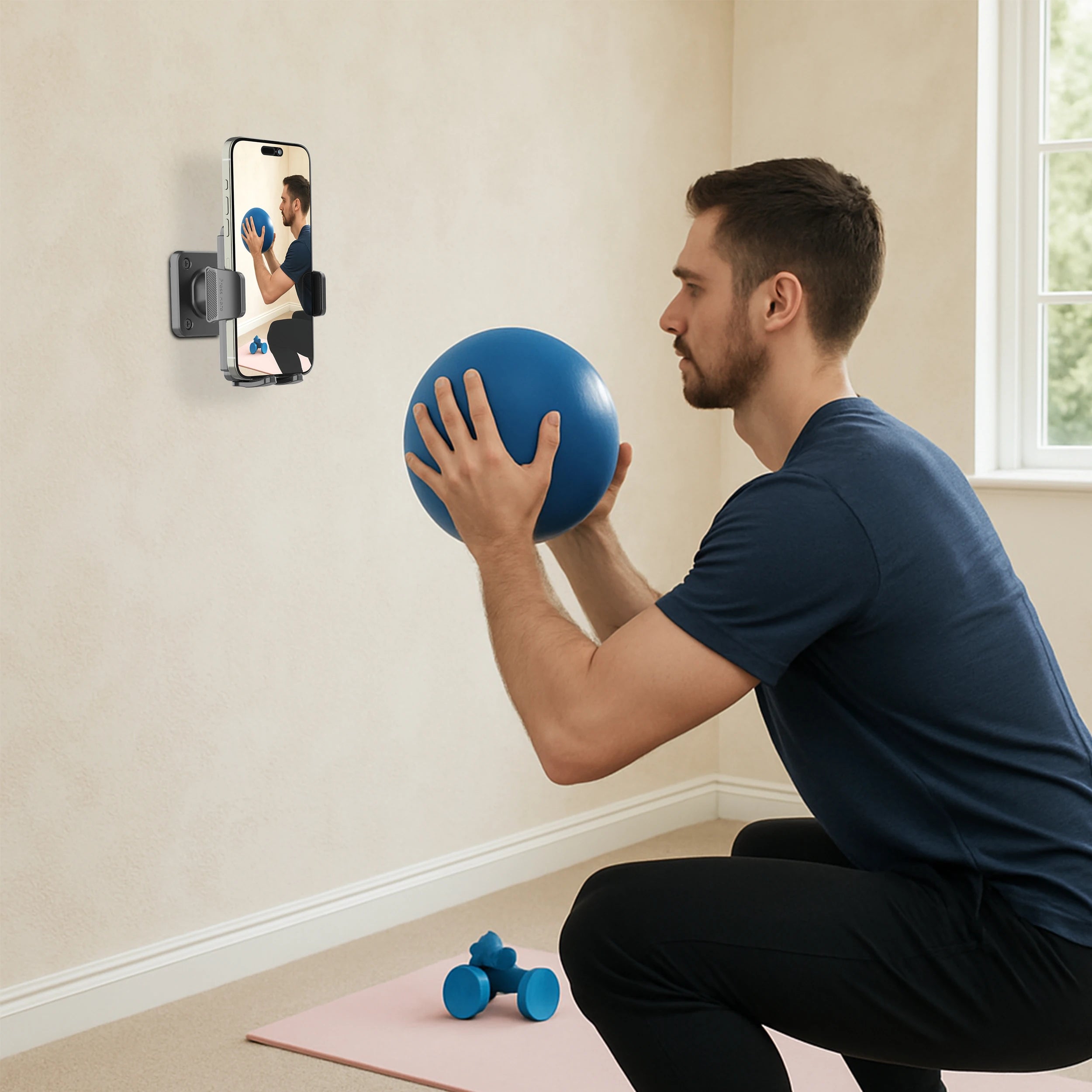 Wall Mount Phone Holder for Truck/Car/Boat/Wall/Desk,Compatible All Smartphone with 3.5~7.5 inch,360 Degree Free Rotation