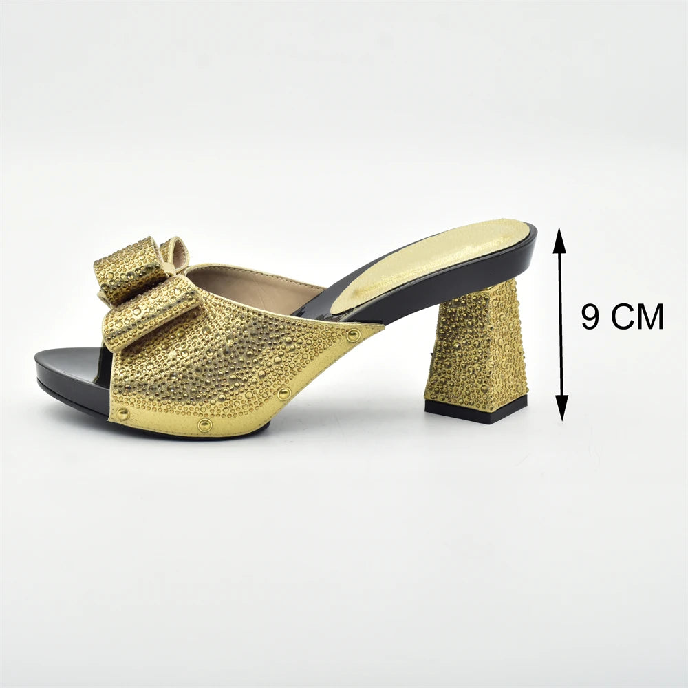 Italian Shoes with Matching Bag for Wedding Shoe and Bag Set for Nigeria Party Italy African Women Party Pumps with Rhinestone