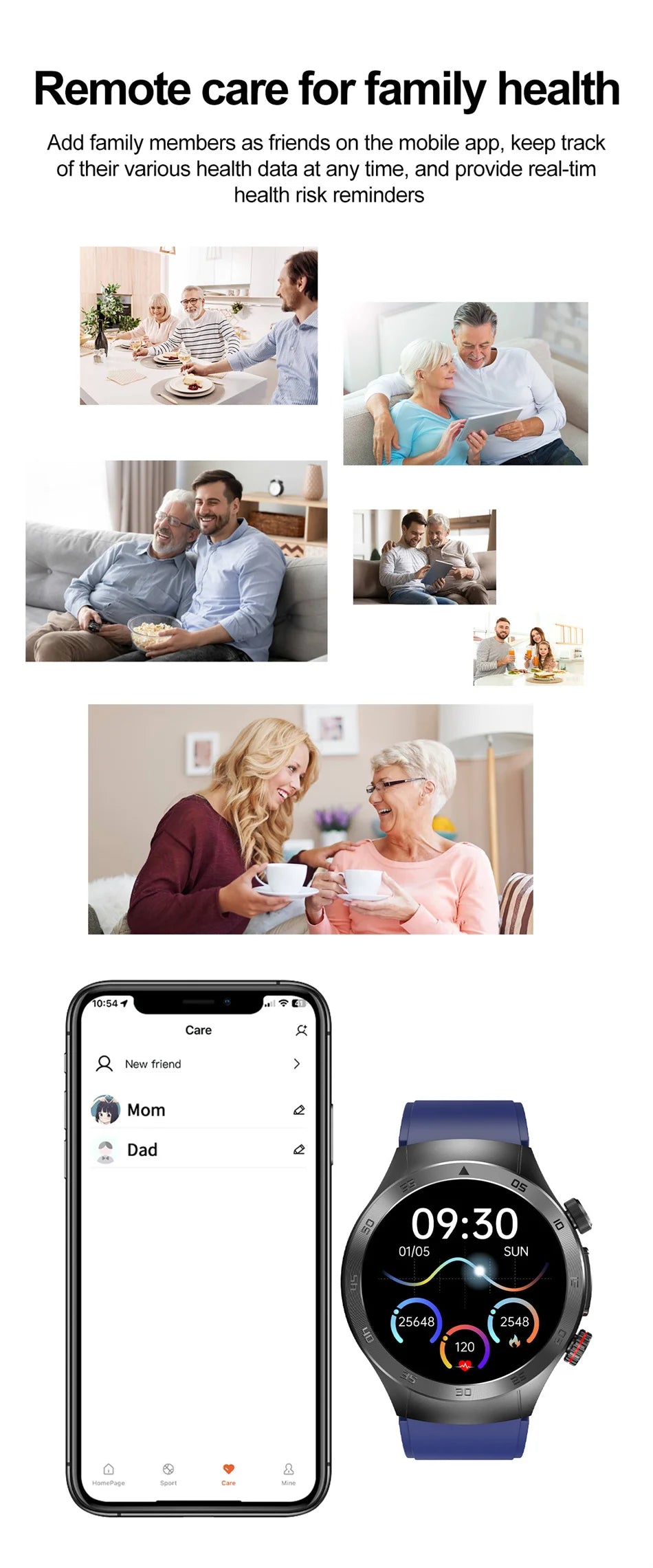 2025 New Smart Watch ECG+PPG Laser Treatment Blood Lipid Heart Rate Blood Pressure Health Sport Smartwatch For Men - Compatible with Huawei & Xiaomi IOS