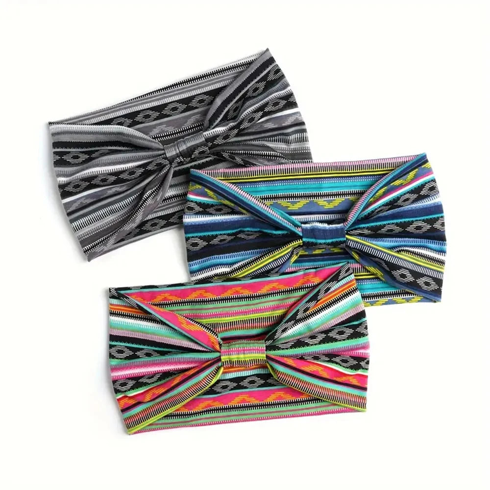 1 stuk Europees-Amerikaanse dames Bohemian stijl elastische hoofddoek modieuze ademende katoenen brede rand haaraccessoires