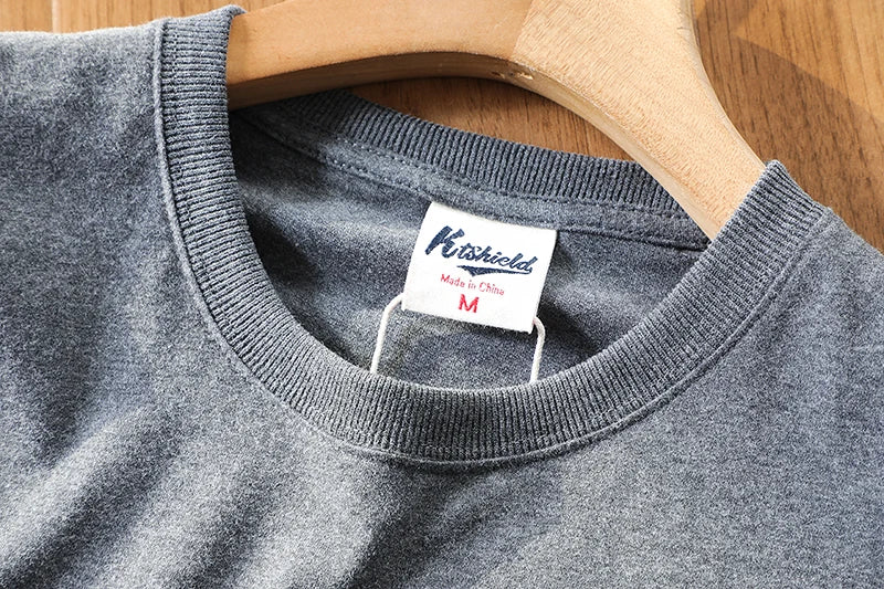 2025 Summer New American Retro 250g Short Sleeve O-neck Printed T-shirt Men's Fashion 100% Cotton Washed Casual Loose Tops