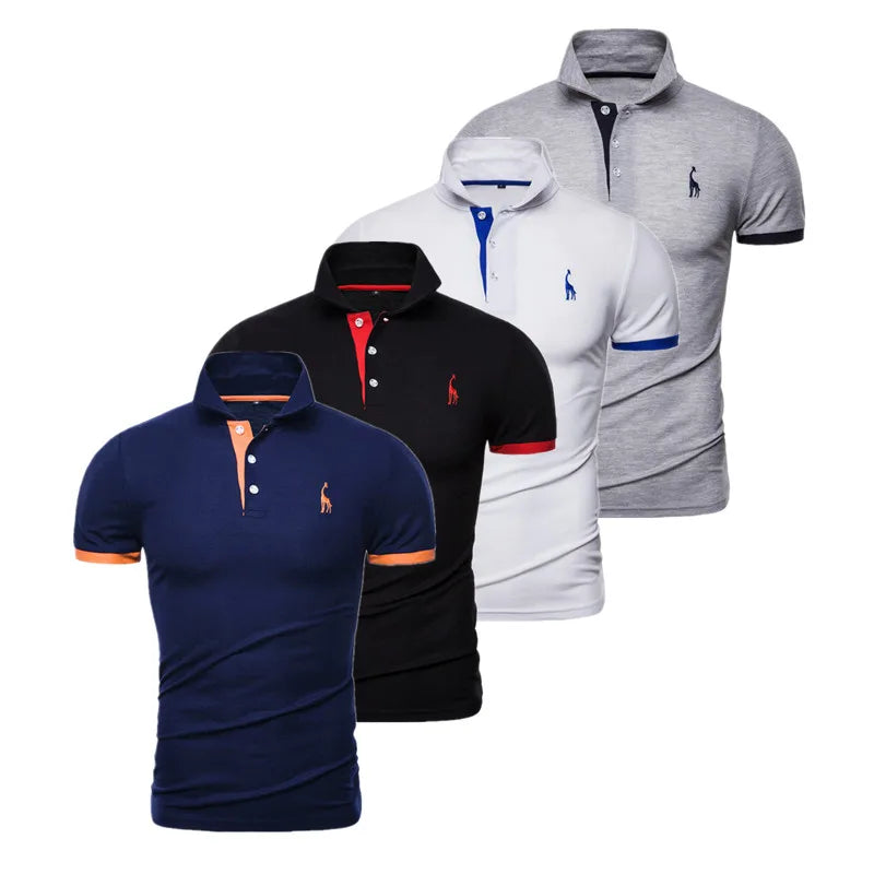 Men's 4 Pcs Embroidery Polo Shirt Casual Business Social Short Sleeve Summer Quality Slim Fit Shirts For Men