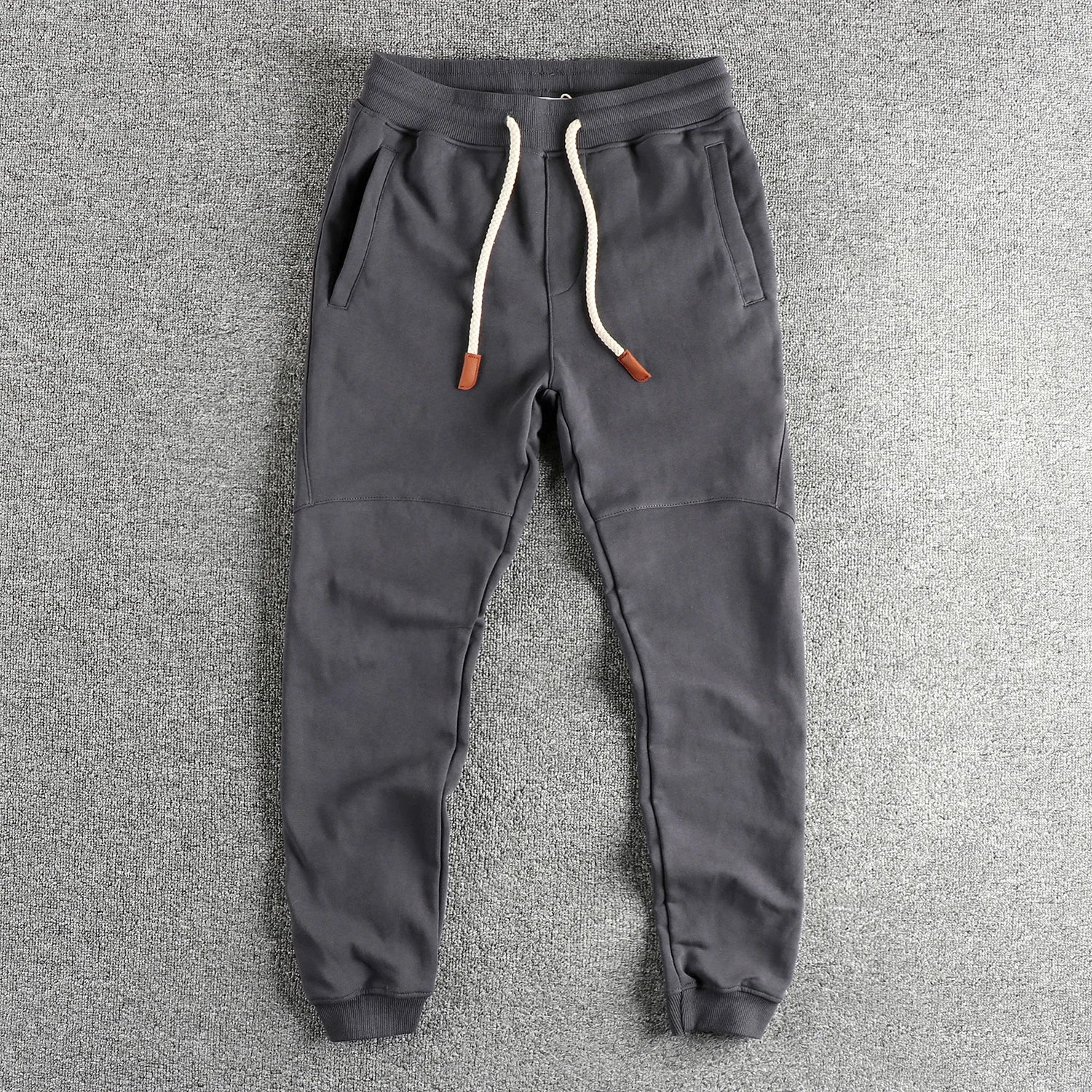 Herfst Nieuwe Amerikaanse Retro Badstof Effen Kleur Joggingbroek Heren Eenvoudige Gewassen Trekkoord Casual Sport Jeugd Enkelband Broek