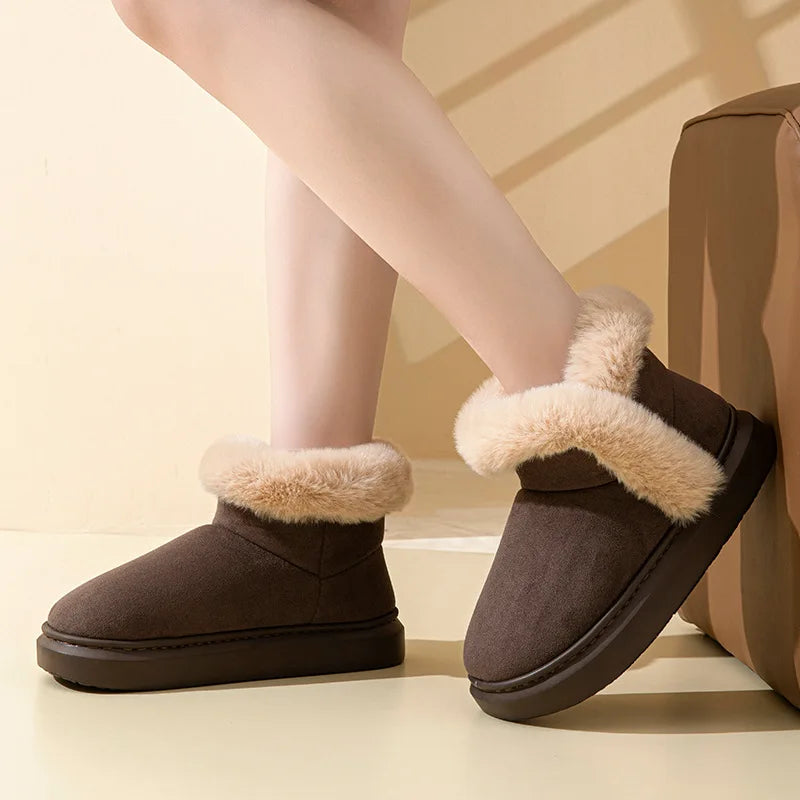 Women's Winter Warm Furry Snow Boots With Soft Plush Cosy Cotton Soft Bottom and Non-Slip Comfort Suitable For Home and Outdoor Use Ladies Shoes