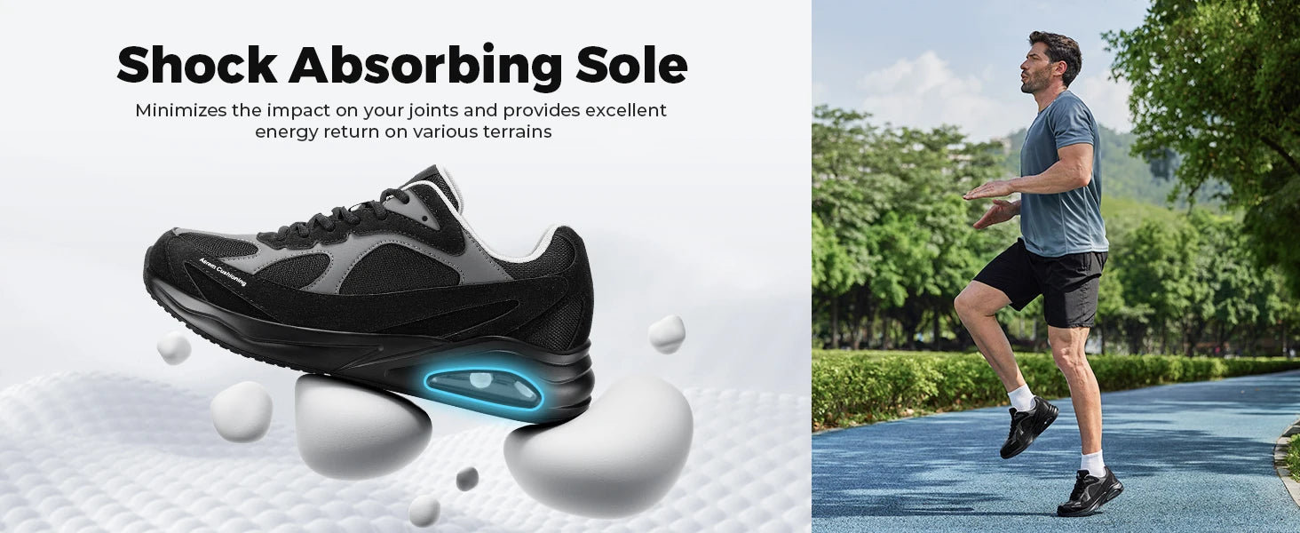 Men's Extra Wide Walking Shoes Wide Cushioned Sports Shoes For Swollen Feet Flat Feet Arch Fit Relieve Heel Pain Black