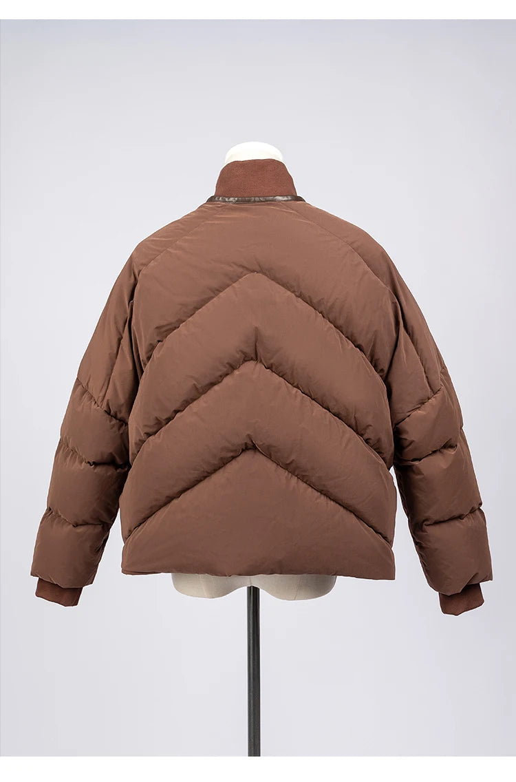 Women's High Quality Luxury Winter Puffer Jacket, White Goose Down Coats For Ladies