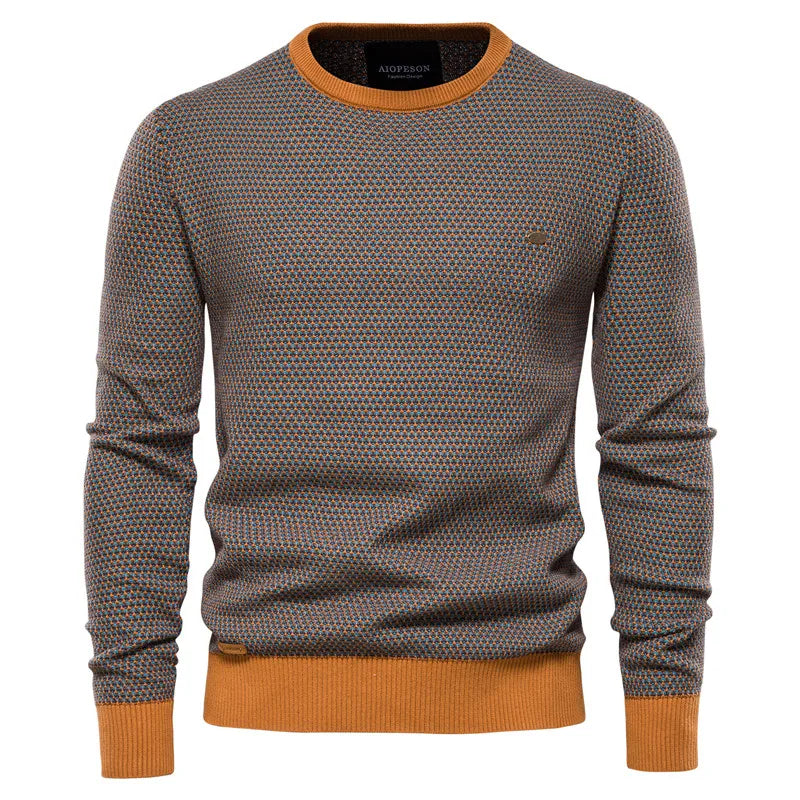 Men's Cotton Loose Pullovers Sweater Casual Warm Quality Spliced Men's Knitted Sweater Winter Sweaters for Men