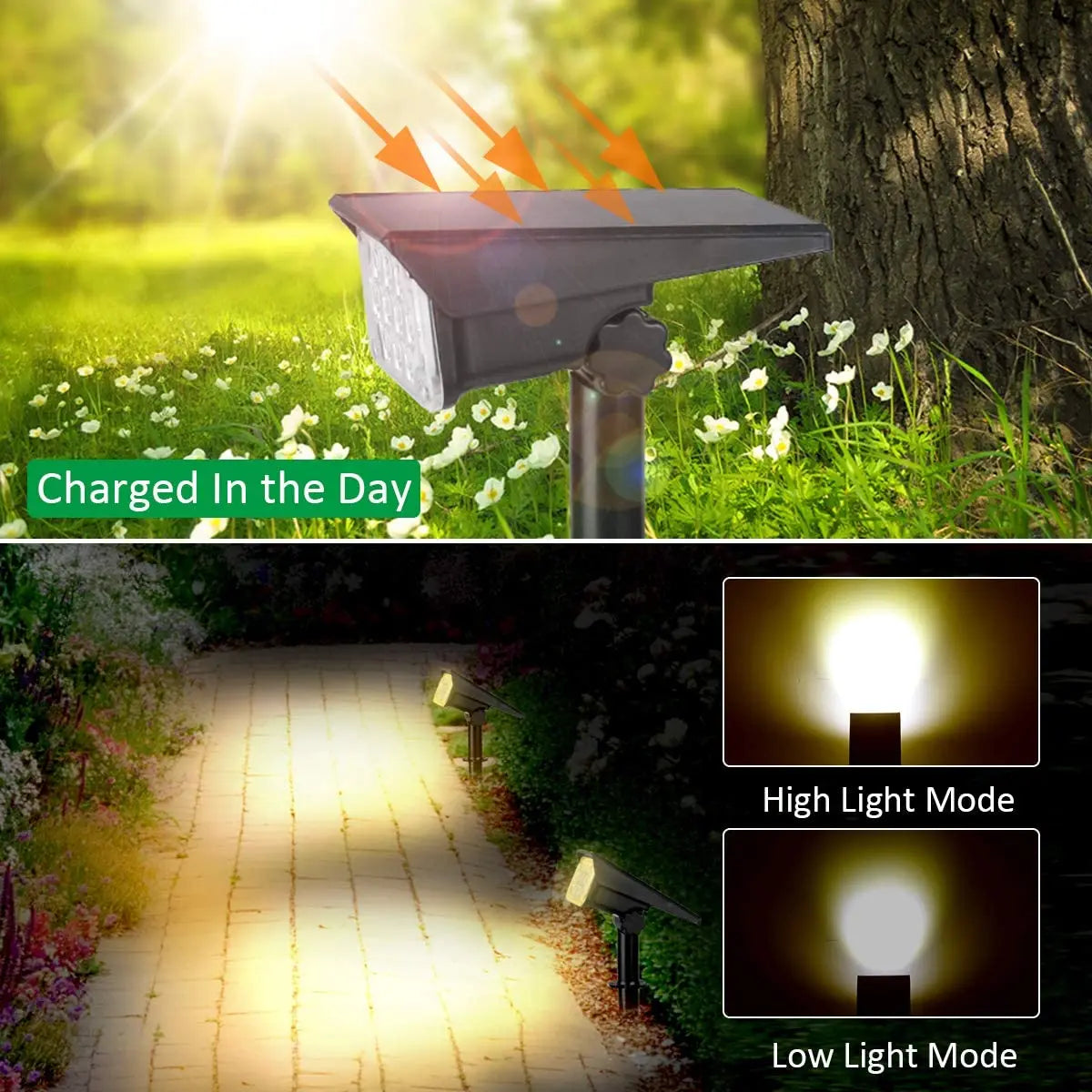 1/2/4PCS Solar Power Light Adjustable Light Temperature Solar Garden Light outdoor IP65 Solar Lamp Super Bright Solar Spotlight