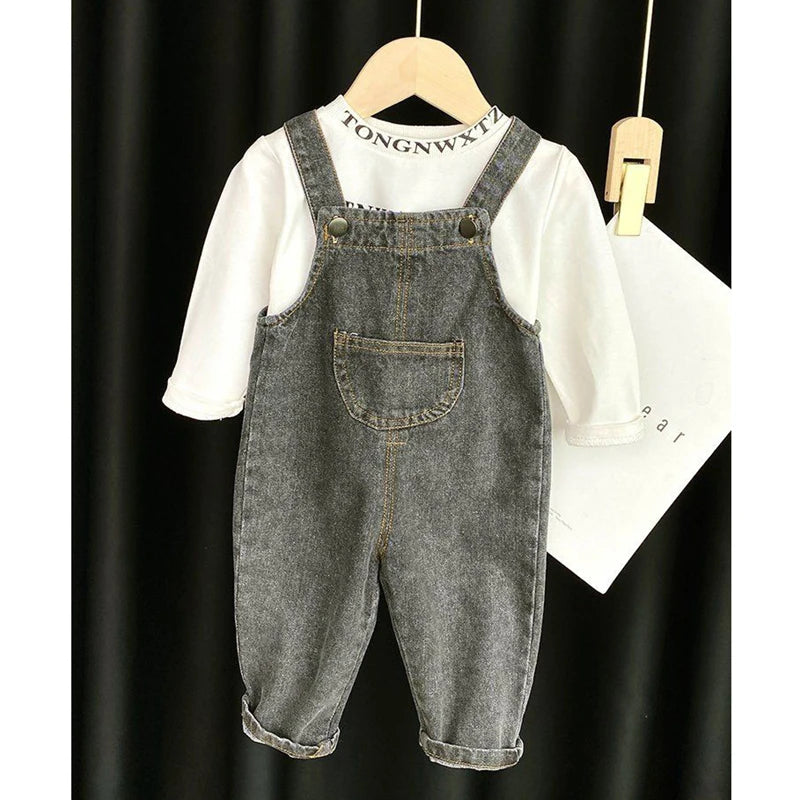 Kids Trousers Solid Brief Girls Denim Overall Boys Jumpsuits 1-6Y Unisex