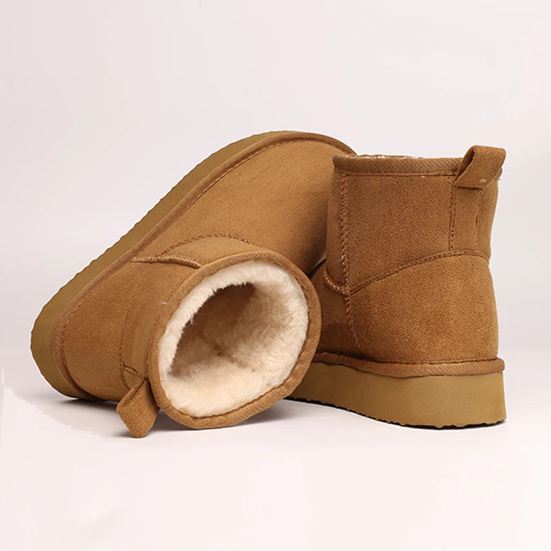 Women's Winter Classic Snow Boots Warm and Comfy Flat Furry Boots Outdoor and Indoor Non-Slip Fluffy Female Cotton Shoes