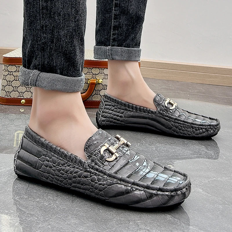 Fashion Men Large Size 46 47 48 Casual Loafers Gray Mens Moccasins Shoes Light Weight Wedding Formal Dress Shoes for Men